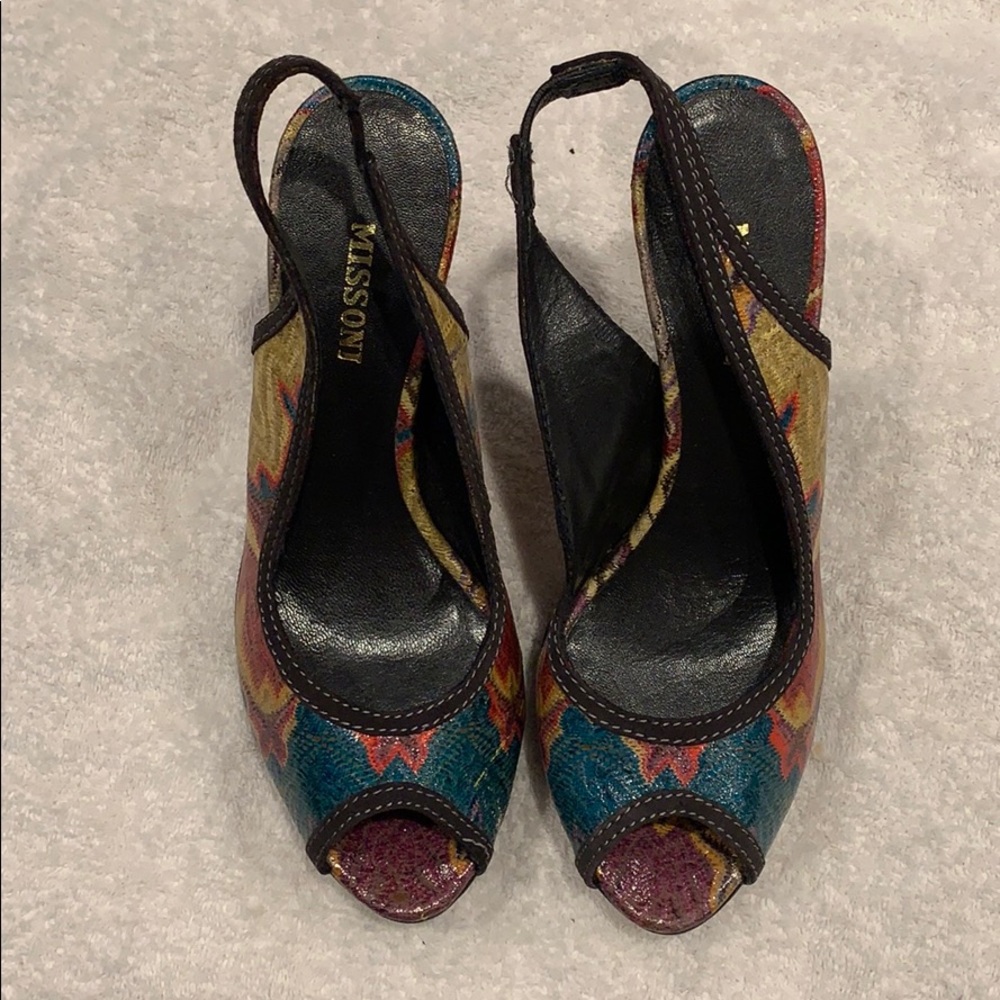 Missoni Slingback Peep Toe Platform Heels